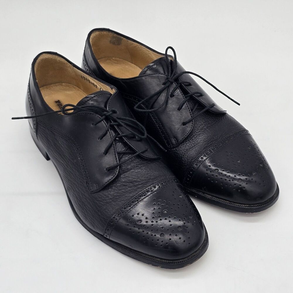 Pronto Uomo Firenze Italian Men's Oxford Dress Shoes SZ 10 Black Leather 4393-02 - Picture 2 of 6
